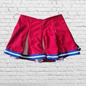 AIM U.S.A. Red Cheerleading  Pleated Skirt with Blue and White Trim Med